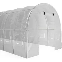 Vente-unique Tunnelkas met structuur van staal 36 m² - L300 x B1200 x H200 cm - Wit - IPOMEA