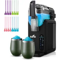 Bardi Slush Hero Combi – Slushmachine - Slush Puppy Maker 2,6L + 2 Thermoscups Groen + 12 Slush Lepelrietjes – Voor Slushies, Milkshakes, Frappé & Frozen Cocktails – Zelfreinigend – zwart