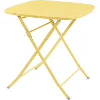 Helloshop26 Opvouwbare tuintafel - - 71 x 70 x 70 cm - Geel - Gelakt staal - Opvouwbaar