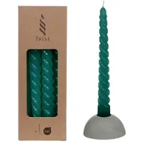 Packlinq Kaarsen gedraaid blauwgroen 19cm hoog (4 st.)