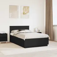 vidaXL Bedframe met hoofdeinde Zwart 120 x 190 cm Bewerkt hout