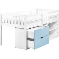 Beliani SUSVILLE - Kinderbed - Wit/Blauw - 90 x 200 cm - Rubberhout