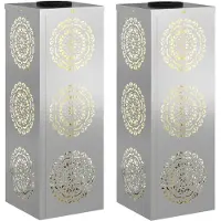 vidaXL Zonnepaneel LED straatlamp, 2 stuks, warm wit licht, 18 x 18 x 50 cm