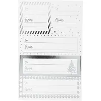Packlinq Stickers, vel 9x14 cm, afm 42x39+84x29 mm, zilver, wit, 4 vel/ 1 doos