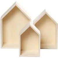 Packlinq Showdozen, huizen, h: 20,3+25,3+31 cm, b: 13+16,2+20 cm, triplex, 3stuks, diepte 10 cm