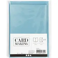 Packlinq Kaarten en enveloppen, afmeting kaart 10,5x15 cm parelmoer, 120+210 gr, blauw, 4 set