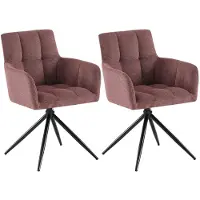 CLP Jonah Set van 2 eetkamerstoelen - met armleuning - klassiek - Draaibare - 180° automatisch terugdraaimechanisme - stof - Stof/robijnrood