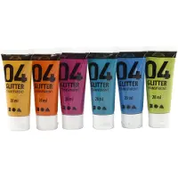Packlinq Acrylverf met glitters, diverse kleuren, 6x20 ml/ 1 doos