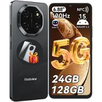 Blackview WAVE 10 Smartphone, zonder abonnement, Android 16, 32+128GB, Dual SIM, 120Hz, 6.88 inch, 32 MP, live foto's, 5000 mAh, gezichtsherkenning, WiFi 5G, Doke OS 5.0