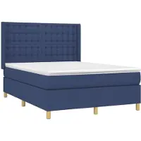 vidaXL Boxspring met matras stof blauw 140x200 cm