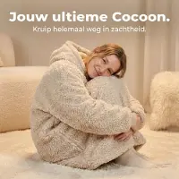 Zest Hoodie | The Ultimate Homewear – Beige Hoodie Deken – Fleece Deken met Mouwen – Unisex, Eén maat