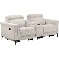 Notio Living Lund - Dubbele relaxfauteuil met handmatige functie in corduroy crÃ¨me (97 x 194 x 100 cm)