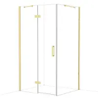 Maxaro Diamond Douchecabine | 110x100 cm Glanzend lichtgoud Helder glas Draaideur Rechthoek