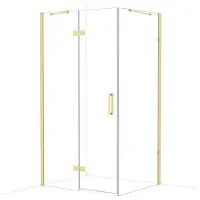 Maxaro Diamond Douchecabine | 110x90 cm Glanzend lichtgoud Helder glas Draaideur Rechthoek