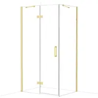 Maxaro Diamond Douchecabine | 110x80 cm Glanzend lichtgoud Helder glas Draaideur Rechthoek