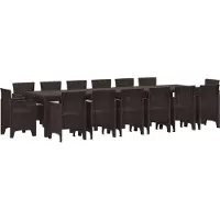 vidaXL Tuin Eettafel Set 15 st Bruin Polt riet