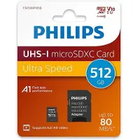 Philips Micro SDXC geheugenkaart / class 10 / UHS-I / A1 / inclusief adapter (512GB)