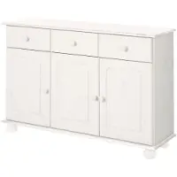 Notio Living Mette Dressoir met 3 Deuren en 2 Lades - Massief Grenenhout - 120 x 34 x 77 cm - Wit Grenen