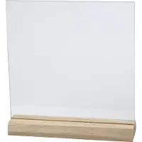 Packlinq Glazen plaat met houten voet, afm 15,5x15,5 cm, dikte 28 mm, 10sets