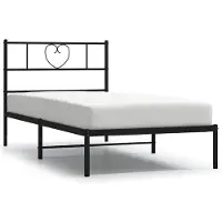 vidaXL Bedframe met hoofdbord metaal zwart 100x190 cm