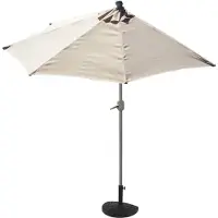 MCW Parla halfronde parasol, balkonparasol, UV 50+ polyester/aluminium 3kg ~ 270cm crème met voet