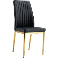 Merax Eetkamerstoelen Set van 4 in Zwart PU Leer met Gouden Poten – Moderne Luxe Design Stoelen voor Eetkamer Keuken en Woonruimte