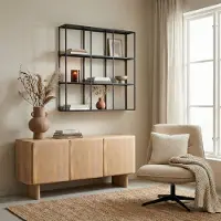 Woonexpress Branco Wandrek Zwart - Modern Industrieel Open Boekenrek