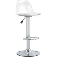 Merax Set van 2 In Hoogte Verstelbare Transparante Barstoelen met 360 Graden Draaibare Zitting en Zilver Metalen Onderstel