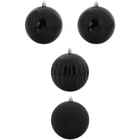 vidaXL Kerstbal Set XXL 4 st Zwart Ø 20 cm Kunststof
