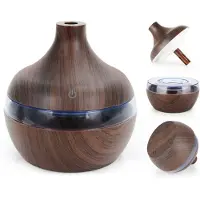 LONGZIMING -Ultrastille USB Diffuser – 300ml Luchtbevochtiger & Aromatherapie – Houtnerf Design – LED Nachtlampje – Compact & Veilig – voor Slaapkamer, Woonkamer en Kantoor