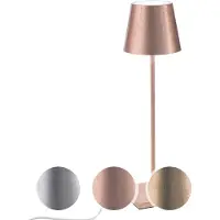 Zafferano Poldina LED tafellamp batterij decor koper Poldina, dimbaar, koper, Woon-/ Eetkamer, Aluminium, Modern