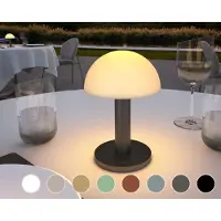 Villeroy & Boch Sompex | Tafellamp Bergamo | Grafiet geborsteld | Accu | Dimbaar