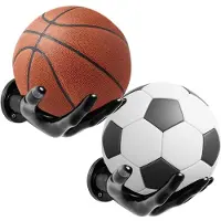 LONGZIMING -2-stuks Wandgemonteerd Ballenrek – Creatieve Basketbal- & Voetbalhouder – Veilig & Stabiel – Geschikt voor Basketbal, Voetbal & Handbal – Voor Slaapkamer, Woonkamer, Garage & Studeerkamer