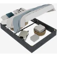 Merax Gestoffeerd Bedframe 160x200 Fluwelen Stof Modern Bed Met Gaslift Metalen Frame Houten Lattenbodem Grijs