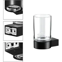 Keuco tandenborstelhouder matzwart gepoedercoat en transparant kristalglas, glas met houder voor badkamer, tandenborstelhouder, wandmontage, Plan Black Selection