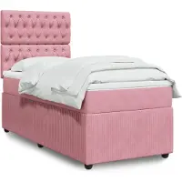 vidaXL Boxspring met matras fluweel roze 90x190 cm