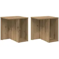 vidaXL Bijzettafel 2 st Artisan Eiken 37 x 32 x 40 cm Bewerkt hout