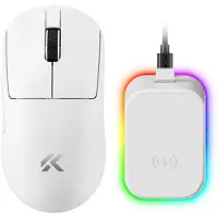 MCHOSE A7 V2 Pro Plus - Lichtgewicht Gaming Muis - PAW 3395 Sensor - TTC Gold Switch - 8K Bedraad + 8K Draadloos - 3 Modi - 500mAh - Wit