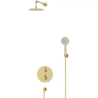 Maxaro Radius Regendouche Inbouw | Glanzend lichtgoud 20 cm Regendouche Thermostatisch