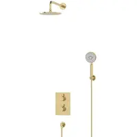 Maxaro Radius Regendouche Inbouw | Glanzend lichtgoud 20 cm Regendouche Thermostatisch