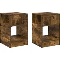 vidaXL Bijzettafel 2 st Rook Eiken 30,5 x 30 x 45 cm Bewerkt hout