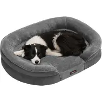 Songmics Hondenkussen – Flanel en fluweel – 91 x 68 x 18 cm – Lichtgrijs