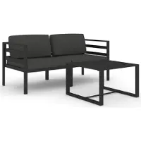 vidaXL 3-delige Loungeset met kussens aluminium antracietkleurig
