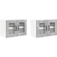 vidaXL Wandglas Kasten PORTO 2 pcs Beton Grijs Bewerkt hout