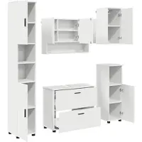 vidaXL Badkamermeubel Set 5 pcs Wit Samengesteld Hout en Metaal