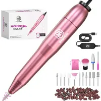 Beeperfect Elektrische Nagelvijl - Nagelfrees - Manicure en Pedicure set - 12 Bitjes en 60 Schuurrolletjes - 4 Extra accessoires - Roze