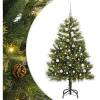 vidaXL Kunstmatige Scharnierende Kerstboom met Kegels Groen 150 cm