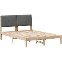 vidaXL Bedframe met hoofdeinde Bruin 135 x 190 cm Massief grenenhout