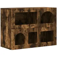 vidaXL Dressoir ELST Rook Eiken 80.5 x 35 x 59 cm Bewerkt hout