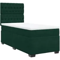 vidaXL Boxspring met matras fluweel donkergroen 90x190 cm